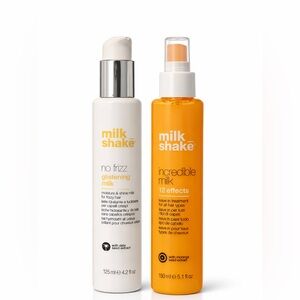 No Frizz Glistening Milk and Incredible Milk Set - White and Orange